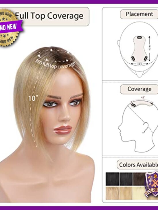 10 Inch Human Hair Topper with Swiss Base for Thinning Hair Coverage main image 4